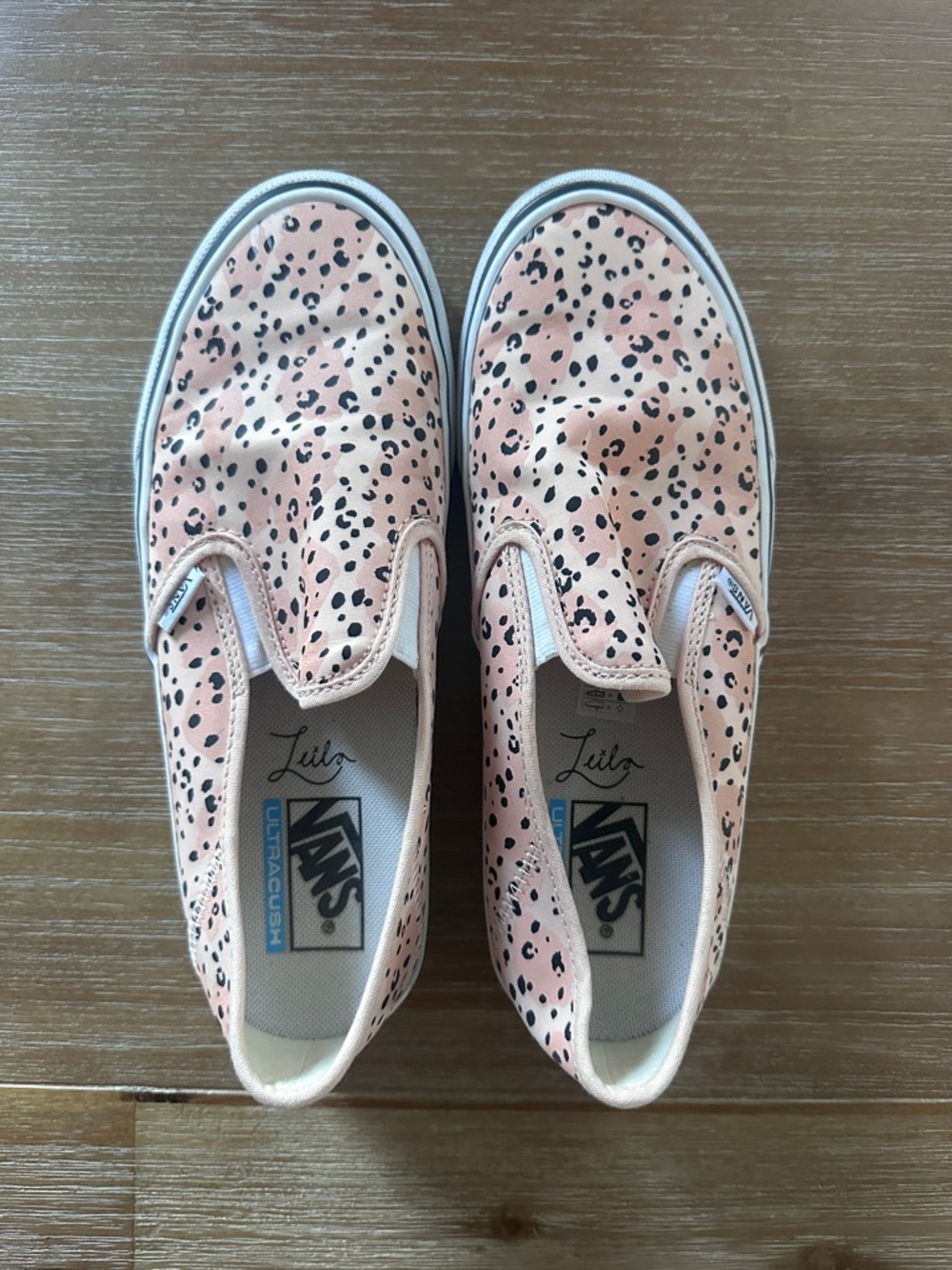 Vans x Leila Hurst Slip-On Sneakers in Tan Leopard Print